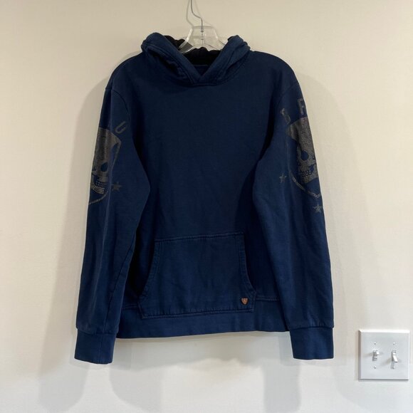 Buffalo David Bitton Cotton Pullover Hoodie Kangaroo Pocket SZ L Navy Blue - Picture 1 of 5